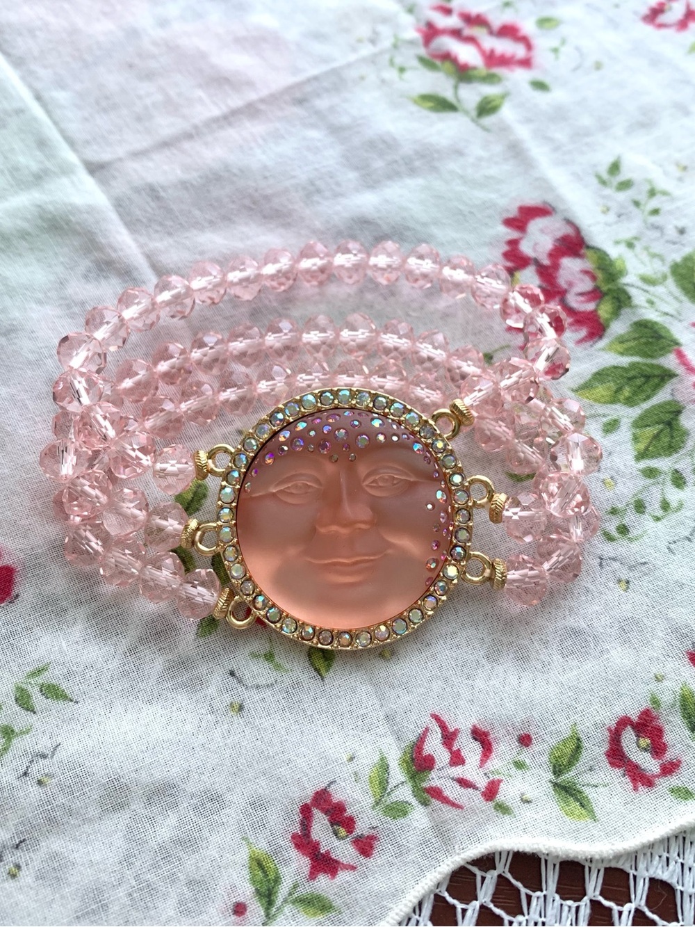 Kirk’s Folly Baby Pink Moon Face Vintage/Retro Style Bracelet